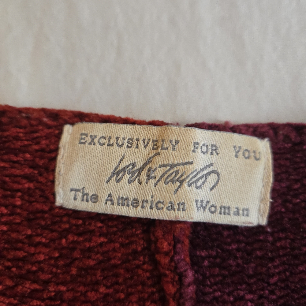 Lord & Taylor Vintage 90s Chenille Colorblock Patchwork VNeck Jewel Tone Sweater - Picture 2 of 12